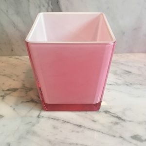 Opaque Pink Glass square vase
4” x 4”  x 4.5” h